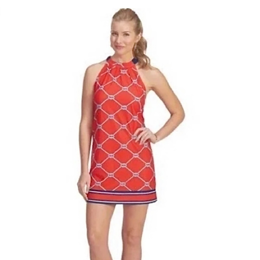 Mud Pie Red &Navy Nautical Natalie Bow Tie Mini Dress Women’s Size Small